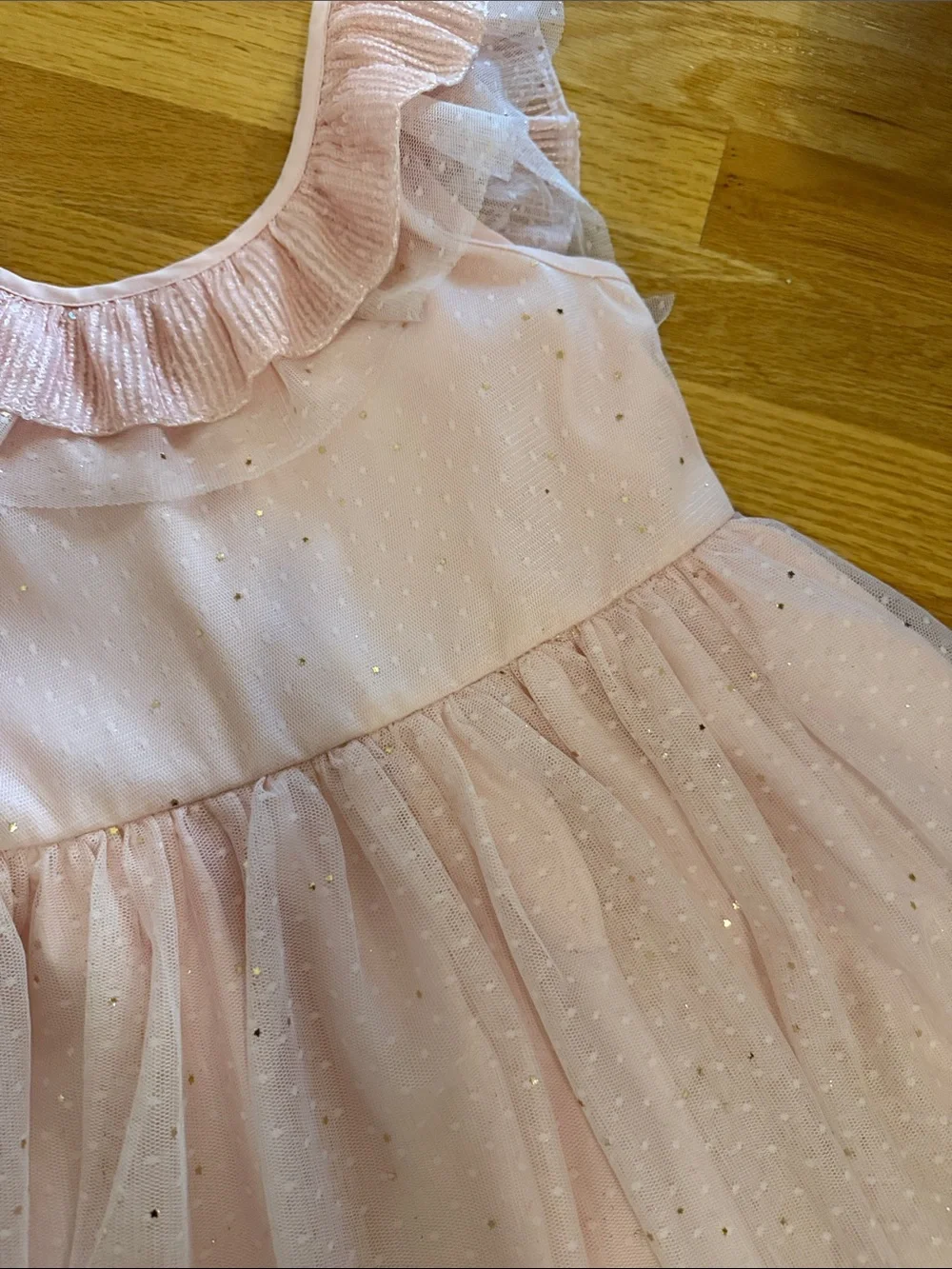 EUC - Girls Light Blue Floral Lace Dress & Pink Sparkly Dress - size 8